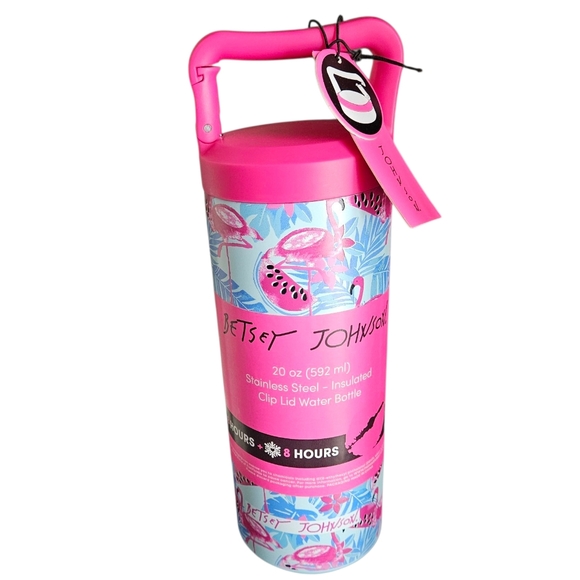 Betsey Johnson Other - Betsey Johnson 20oz Flamingo Stainless Steel Insulated Clip Lid Tumbler NEW!